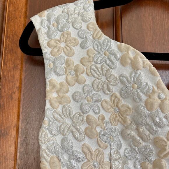 Simone Rocha Cream & Silver Floral Jacquard Dress Size 2 - Picture 3 of 7